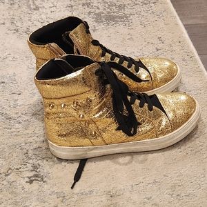 Girls Gold Hi top sneakers